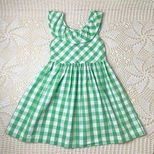 bella bliss Green and White Gingham Ruffle Dress